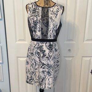 Elie Tahari Monochrome Abstract Mini Dress
